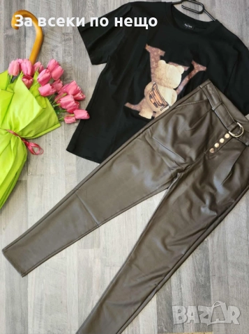 Дамски Кожен Панталон С Лека Вата Код I_208, снимка 3 - Панталони - 52313580