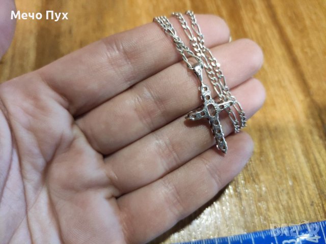 Сребърен синджир с кръст (105), снимка 4 - Колиета, медальони, синджири - 39180220