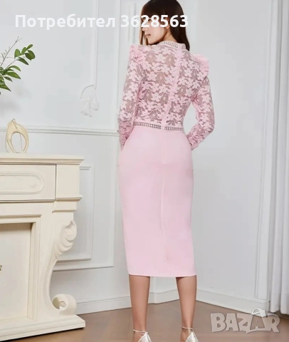 Рокля в розово, снимка 2 - Рокли - 53136354