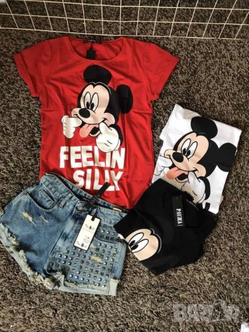Тениска със Мики Маус във черен и бял цвят, снимка 4 - Тениски - 32259551