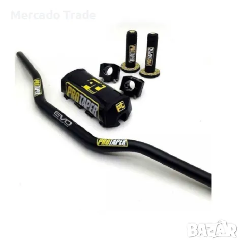 Комплект мото кормило С ръкохватки и протектор, Черен, Син, Червен, снимка 2 - Аксесоари и консумативи - 49729742