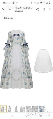 NUWIND Дамска рококо готическа викторианска рокля, костюм, ретро флорален принт, ренесансов

L, снимка 3 - Рокли - 50578288