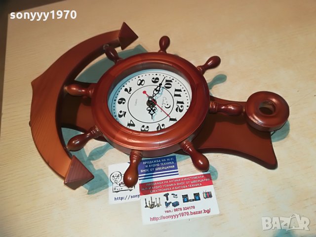 дървен рул котва и часовник-антик 34х26см, снимка 6 - Колекции - 28884304