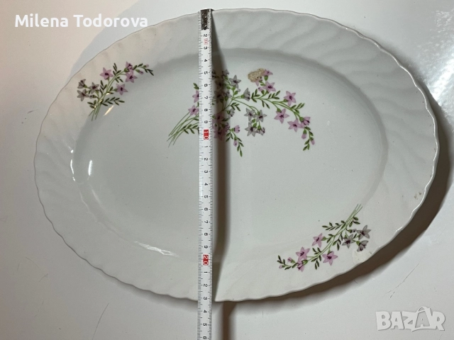  Голямо елипсовидно, порцеланово плато, снимка 3 - Чинии - 52599316