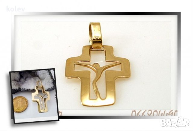 Продаден!златен кръст контурен -стилизиран- 1.48 грама, снимка 2 - Колиета, медальони, синджири - 22945278