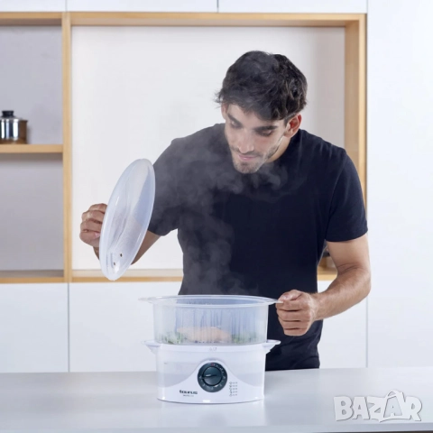 Уред за готвене на пара Taurus Salutecook 800W, 6 л, таймер 60 мин, 2 съда за готвене, съд за бял ор, снимка 4 - Други - 51992710