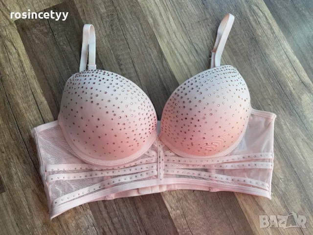 Розов сутиен с камъни 