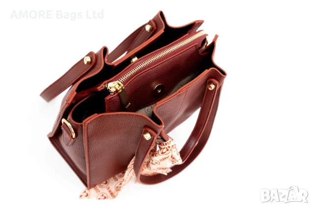 Класическа дамска чанта AMORE Giulia - Claret red, снимка 4 - Чанти - 50659693