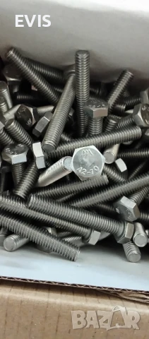 Болтове с пълна резба DIN 933, A2 – неръждаема стомана, М6x40,100бр.