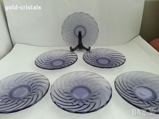 Ретро стъклени чинии цветно лилаво стъкло