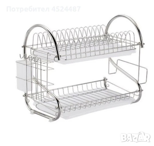 Луксозен S-образен сушилник за домакински съдове, двуредов, снимка 2 - Аксесоари за кухня - 51247135