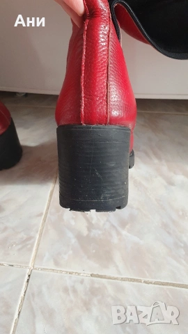 Червени ботуши, естествена кожа, номер 38, снимка 6 - Дамски ботуши - 53352065