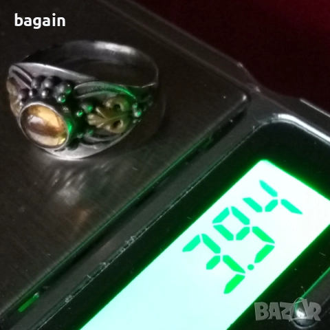 Уникален сребърен пръстен с кабошон., снимка 4 - Пръстени - 52970082