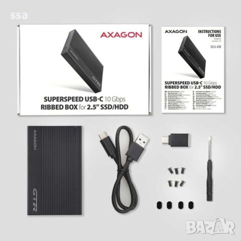 AXAGON EE25-GTR USB-C 3.2 Gen 2 - SATA 6G, 2.5" External RIBBED box, снимка 2 - Други - 43188261