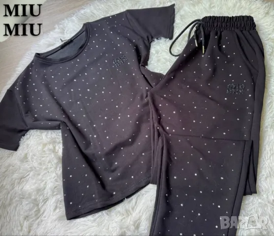 памучни дамски комплекти с камъни miu miu , снимка 3 - Спортни екипи - 50342160