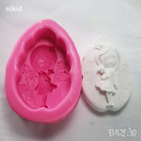 3D Нежно момиченце с цвете дълбок силиконов молд форма калъп за торта фондан шоколад гипс сапун