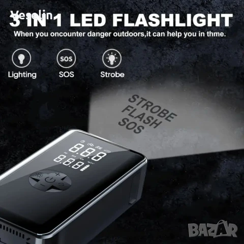 Стартер батерия 7-в-1 за автомобил с 150 PSI въздушен компресор, снимка 5 - Друга електроника - 51350377