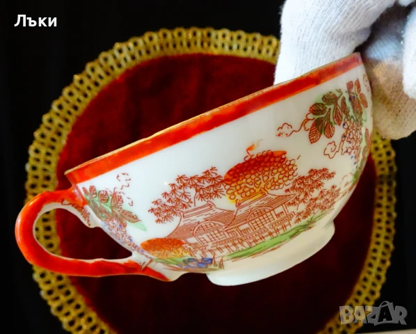 Чаша японски костен порцелан Фукагава. , снимка 4 - Антикварни и старинни предмети - 51253474