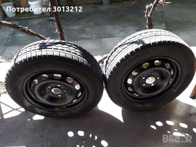 2 бр зимни гуми Tigar грайфер 6 мм + железни джанти 5x108, снимка 1