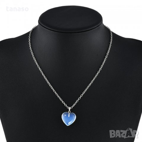 Колие от естествен бял кварц, сърце, снимка 2 - Колиета, медальони, синджири - 27766976