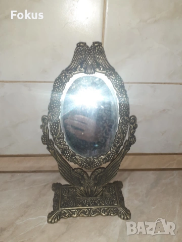 Старо настолно огледало бронз с двуглав орел, снимка 4 - Антикварни и старинни предмети - 53353795