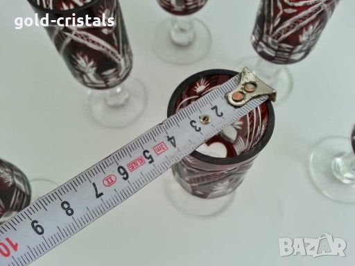  кристални чаши цветен червен кристал, снимка 5 - Антикварни и старинни предмети - 28766260