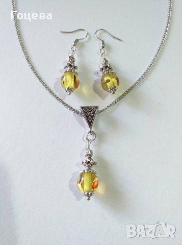 Разкошен комплект бижута с Кехлибар и красиви медальони в цвят сребро, снимка 6 - Бижутерийни комплекти - 40714672