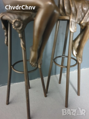 27см-1кг Chiparus статуетка/еротика/френска бронзова скулптура/малка фигура на гола жена на стол, снимка 5 - Статуетки - 52457322