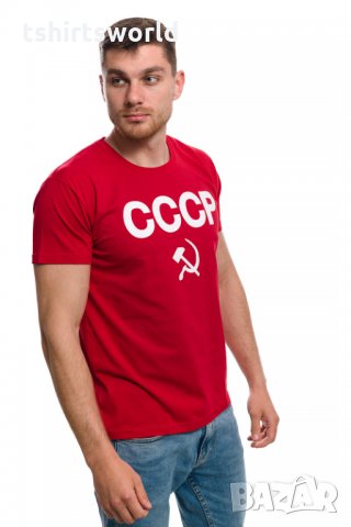 Нова червена мъжка тениска с трансферен печат СССР, Русия, снимка 6 - Тениски - 29038874