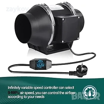 Тръбен вентилатор Vehipa, 100 мм, регулируем с контролер на скоростта, 220 м³/ч, снимка 5 - Друга електроника - 50656713