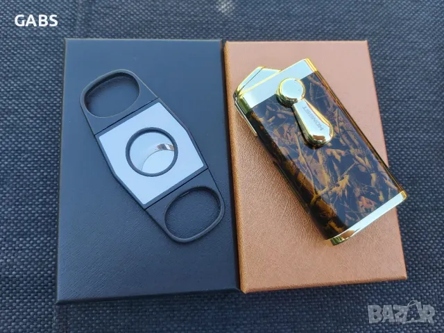 Луксозна запалка за пури с подарък резачка,два цвята, снимка 5 - Запалки - 50080259