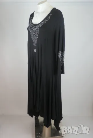 XXL-XXXL Дълга черна трикотажна рокля, снимка 3 - Рокли - 50349357
