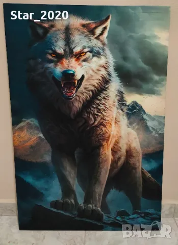 Светеща картина с LED осветление - Вълк 2
