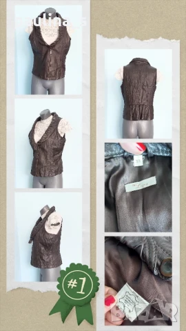 Три различни броя / Марков елек от естествена кожа, един рокерски , снимка 3 - Елеци - 51314004