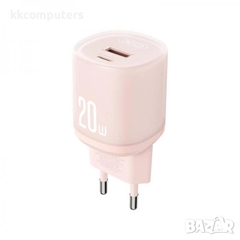 Зарядно/Адаптер 220V / XO-L144 20W / PD, USB QC 3.0 / Розов / Баркод : 456552