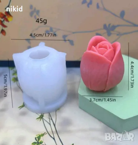3d малко голямо Лале силиконов молд форма декорация украса фондан шоколад гипс свещ смола, снимка 4 - Форми - 50416505
