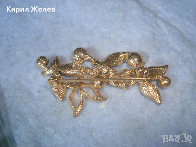КРАСИВА НЕЖНА ФЛОРАЛНА ПОЗЛАТЕНА КРИСТАЛНА ЕМАЙЛИРАНА ВИНТИДЖ - АРТ БРОШКА 11885, снимка 5 - Други - 37660228