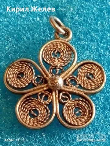 Филигрален сребърен медальон с флорален мотив майстоска ръчна изработка 15027, снимка 2 - Колиета, медальони, синджири - 52603972