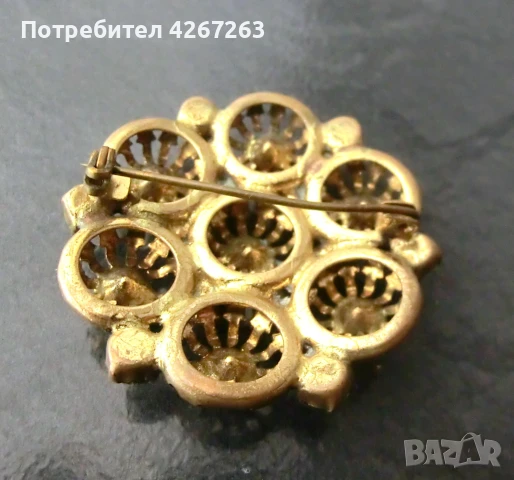 Старинна брошка с кристали Аурора Бореалис, снимка 5 - Други - 50987143