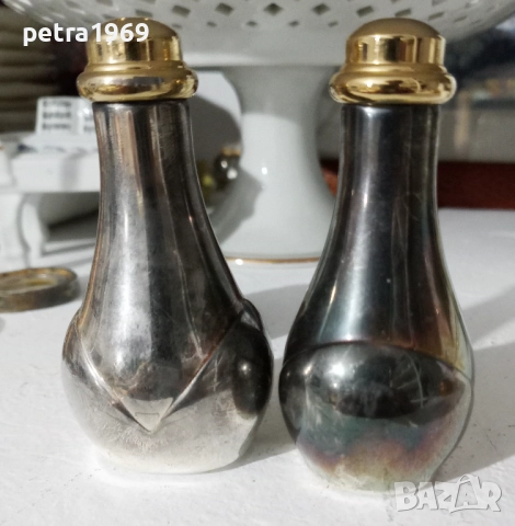 Комплект за подправки, със собствена стойка, посребрен, с позлатяване, снимка 6 - Аксесоари за кухня - 51953997