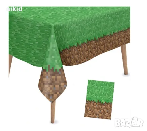 Minecraft Майнкрафт фон стил зелена трева найлонова покривка за парти рожден ден 