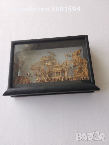  ВИНТИДЖ КИТАЙСКА РЪЧНО РЕЗБОВАНА КОРКОВА ДИОРАМА  ПРОИЗВЕДЕНАВЪВ ФУДЖИАН КИТАЙ   Размер  18см/13см,, снимка 11 - Антикварни и старинни предмети - 43172107