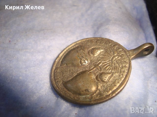 СТАР БРОНЗОВ РЯДЪК КАТОЛИЧЕСКИ ДВУСТРАНЕН МЕДАЛЬОН ИКОНКА 17433, снимка 4 - Антикварни и старинни предмети - 37170882
