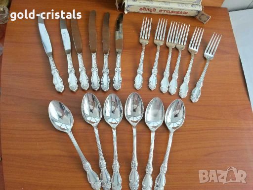 Руски посребрени прибори ножове лъжици и вилици , снимка 1 - Антикварни и старинни предмети - 28485934