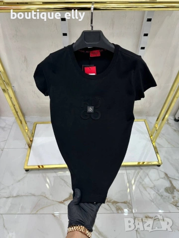 дамска тениска в черно, бяло и розово, снимка 2 - Тениски - 53198223