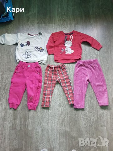 Ватирани клинчета и блузи 74-80см, снимка 1 - Панталони и долнища за бебе - 38479170