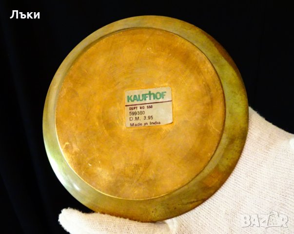 Бронзова чиния,клетъчен емайл Паун. , снимка 4 - Антикварни и старинни предмети - 33075722