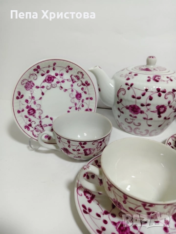 Сервиз за чай от фин порцелан August Warnecke, снимка 2 - Сервизи - 52655241