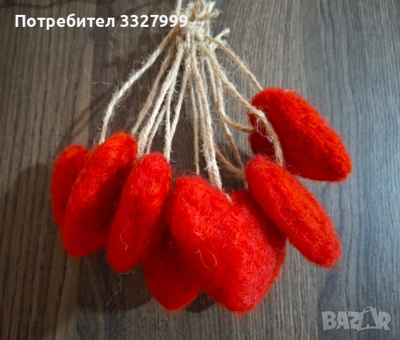 Ръчно изработено сърце от вълна, снимка 2 - Декорация за дома - 53290298