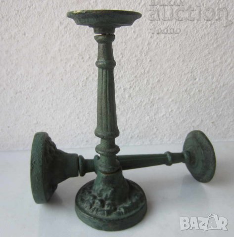  2 бр стари метални свещници, свещник, патина, свещници лофт, тамянник, антика , снимка 4 - Декорация за дома - 28874592